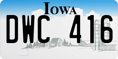 IA license plate DWC416