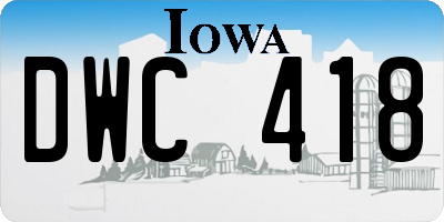 IA license plate DWC418