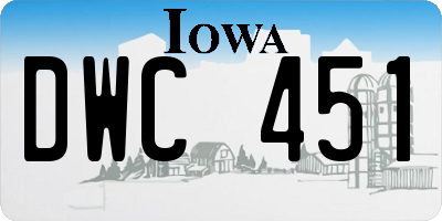 IA license plate DWC451