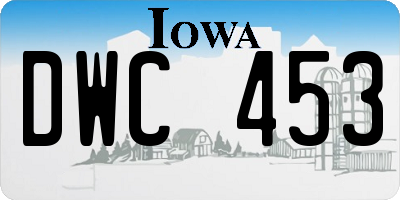 IA license plate DWC453