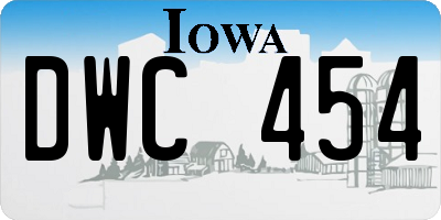 IA license plate DWC454