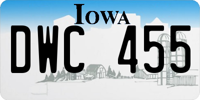 IA license plate DWC455
