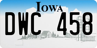 IA license plate DWC458