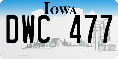 IA license plate DWC477