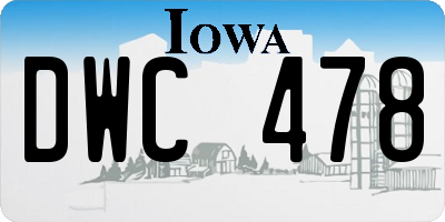 IA license plate DWC478