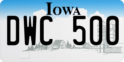 IA license plate DWC500