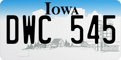 IA license plate DWC545