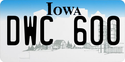 IA license plate DWC600