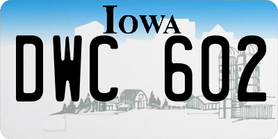 IA license plate DWC602