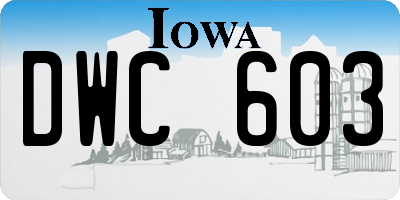 IA license plate DWC603