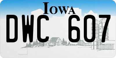 IA license plate DWC607