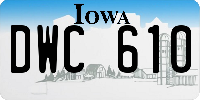 IA license plate DWC610
