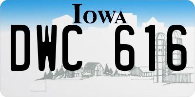 IA license plate DWC616