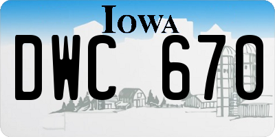 IA license plate DWC670