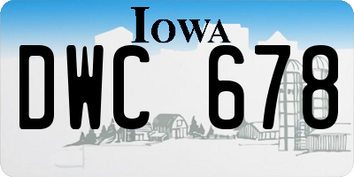 IA license plate DWC678