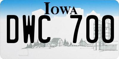 IA license plate DWC700