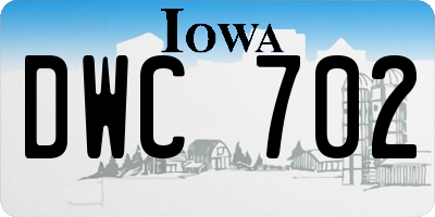 IA license plate DWC702