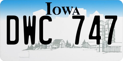 IA license plate DWC747