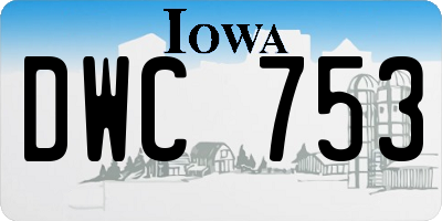IA license plate DWC753