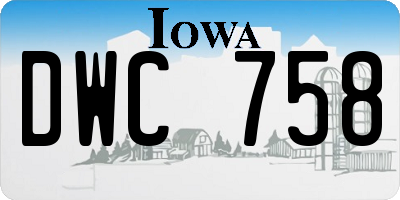 IA license plate DWC758