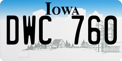 IA license plate DWC760