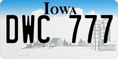IA license plate DWC777