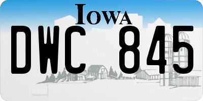 IA license plate DWC845