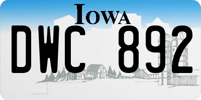 IA license plate DWC892