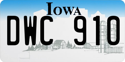 IA license plate DWC910