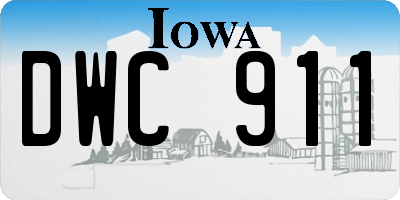 IA license plate DWC911