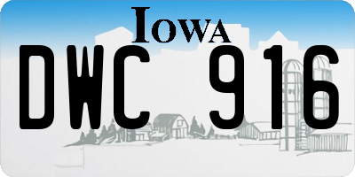 IA license plate DWC916