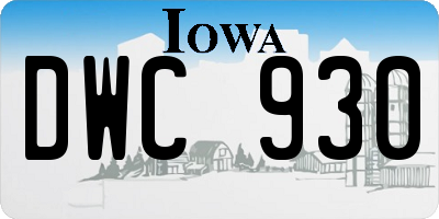 IA license plate DWC930