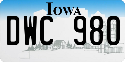 IA license plate DWC980