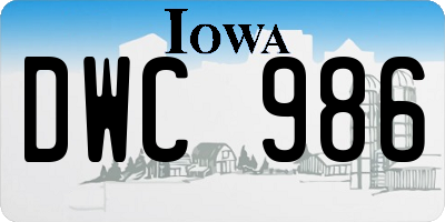 IA license plate DWC986