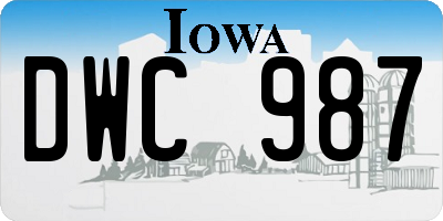IA license plate DWC987