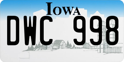 IA license plate DWC998