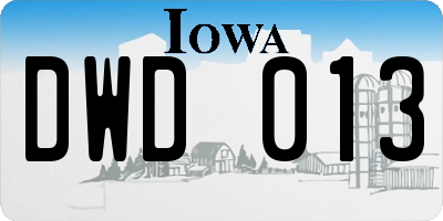 IA license plate DWD013