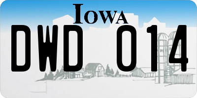 IA license plate DWD014