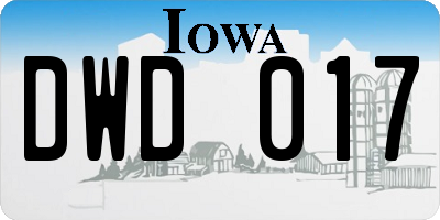 IA license plate DWD017