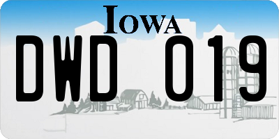 IA license plate DWD019