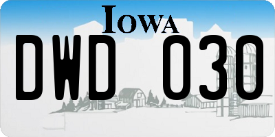 IA license plate DWD030