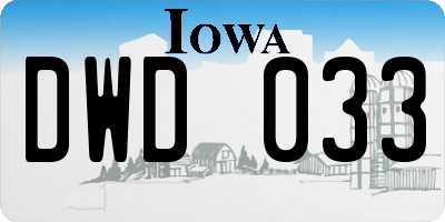 IA license plate DWD033