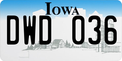 IA license plate DWD036