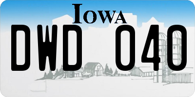 IA license plate DWD040