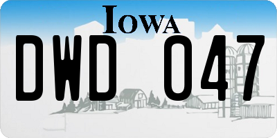IA license plate DWD047