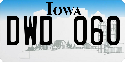 IA license plate DWD060