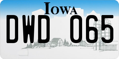 IA license plate DWD065