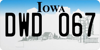 IA license plate DWD067