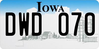 IA license plate DWD070