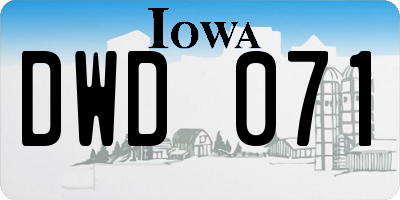IA license plate DWD071